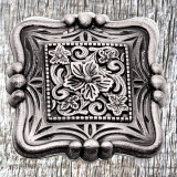 Three Berry Antique Nickel 1-1/2 Inch Concho - front view.