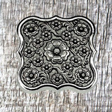 Blooming Floral 1-1/2 Inch Nickel Plated Concho - front view.
