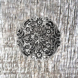 Floral Top 1-1/4 Inch Nickel Plated Concho - front view.