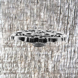 Floral Top 1-1/2 Inch Nickel-Plated Concho—side view.