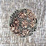 Floral Top 1-1/4 Inch 2/Tone Concho - front view.