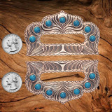 Riggin Plates Antique Copper with Turquoise - front view with US Quarter for size comparison.