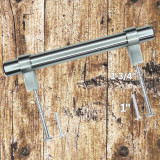 Emery 3-3/4-inch Center-to-Center Cabinet Pulls in Satin Nickel 5-Pack - rear view with cabinet screws inserted.  There are two screw sizes - 1-inch and 1-3/4 inch.