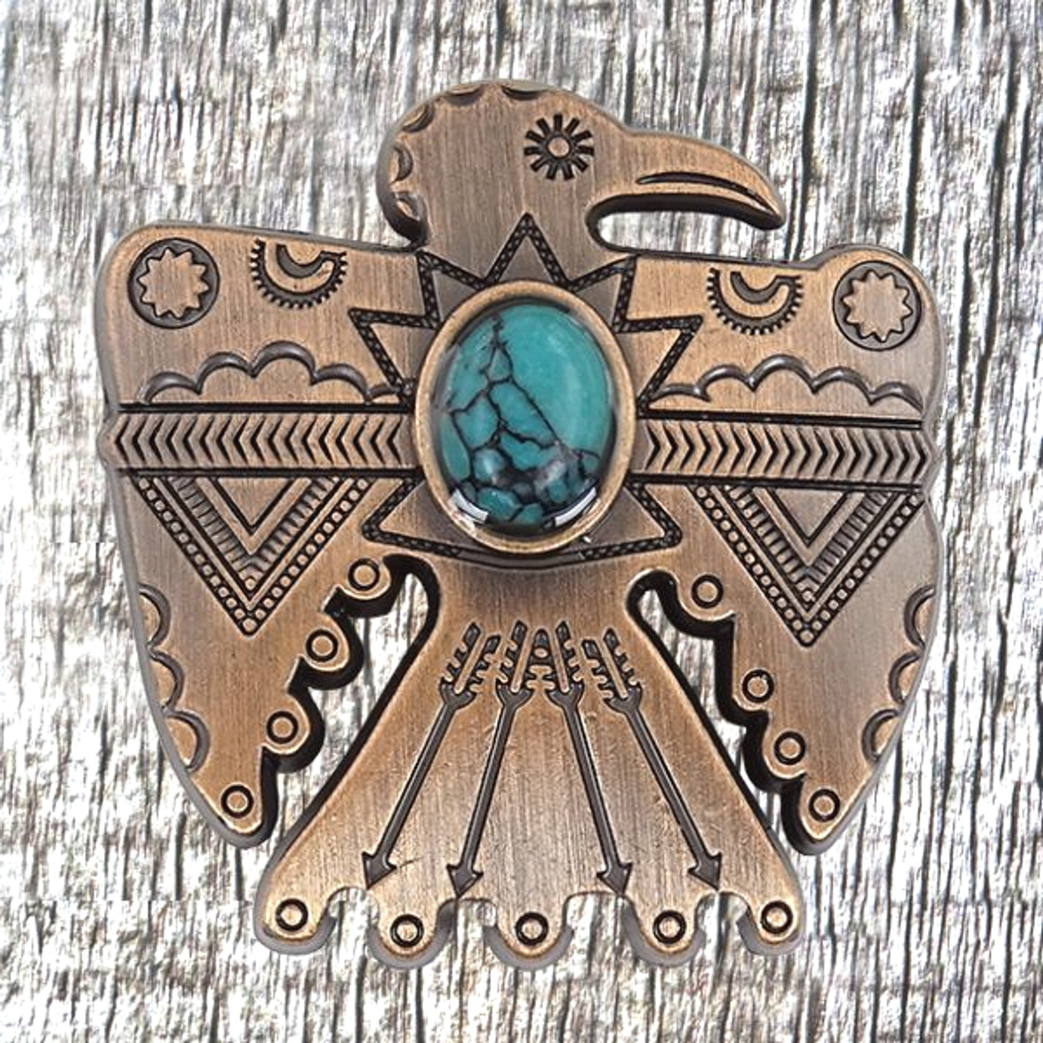 Southwest Thunderbird Concho With Turquoise Stone