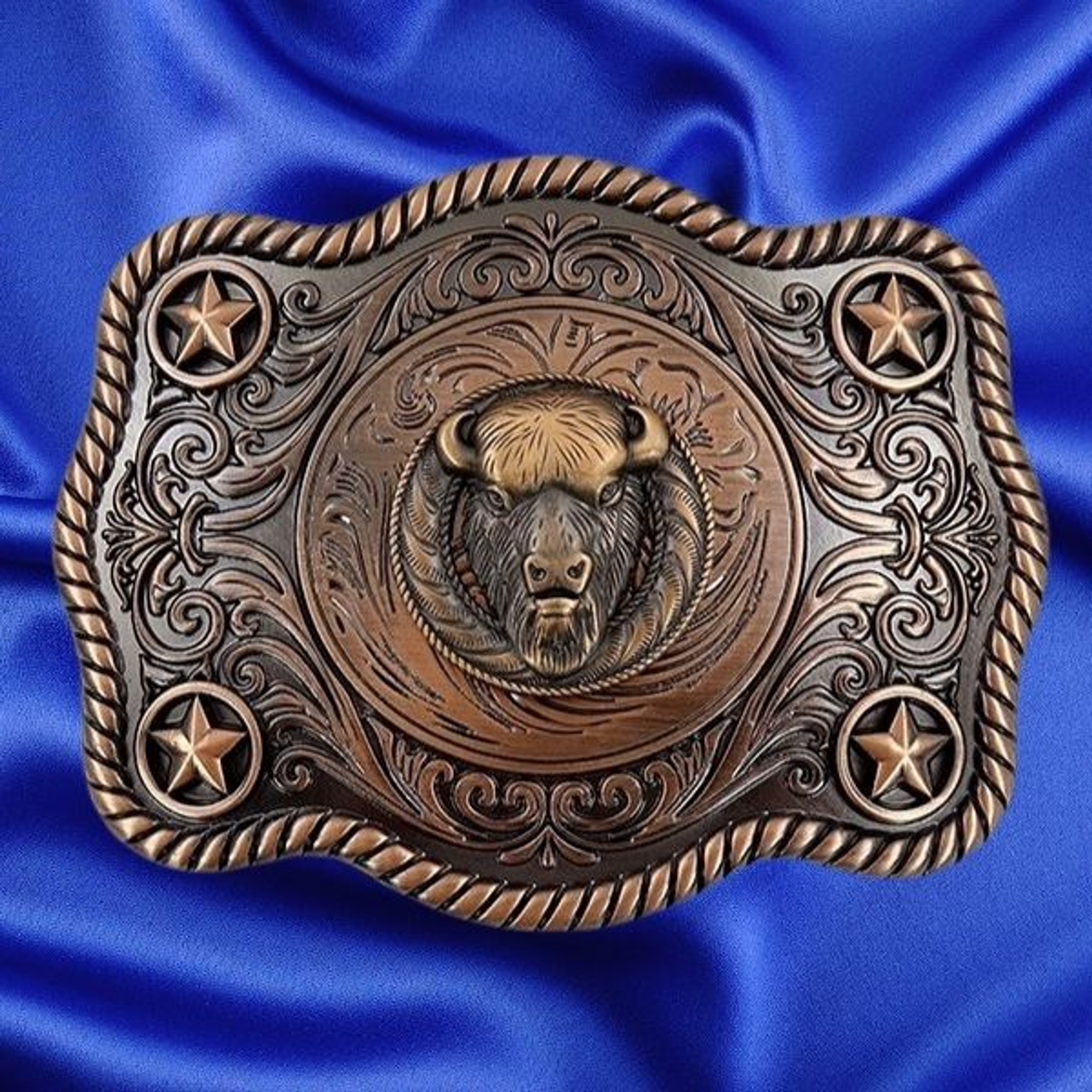 Western Style, Star Trophy Belt Buckle Buffalo Head