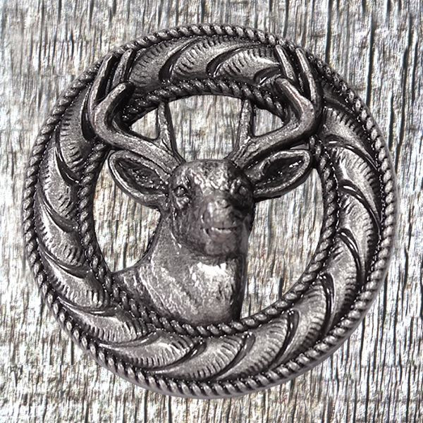 Deer Antique Nickel 1-3/8 Inch Concho - Texas Uniques Store