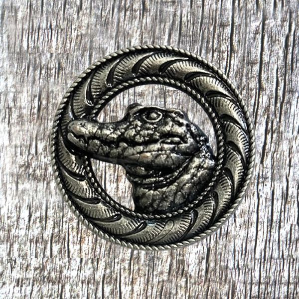 Antique nickel-Plated Alligator 1 inch Concho with screw-back