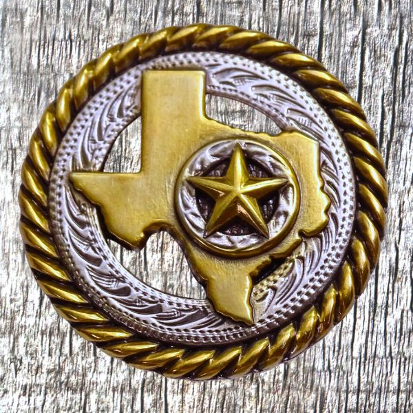 6pc Western Horse Shoe Conchos - Gold Texas Star Rope - 45x30mm Leathercraft
