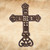 Rustic finish cast iron wall cross - rear view.