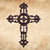 Rustic finish cast iron wall cross measuring 11-1/2" X 8-3/4" - front view
