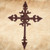 Rustic finish cast iron wall cross measures 14-1/2" X 10-1/2" - rear view.