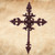 Rustic finish cast iron wall cross measures 14-1/2" X 10-1/2" - front view.