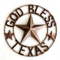 GOD BLESS TEXAS STAR METAL ART 18 Inch