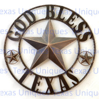 GOD BLESS TEXAS STAR METAL ART 25 Inch