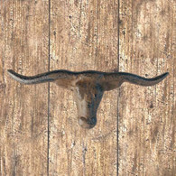 Texas Longhorn Rustic Finish Cabinet Knob or Drawer Pull - Front view