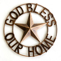 God Bless Our Home Metal Star Rope Ring Wall Decor