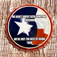 Texas Proud Decorative Metal Wall Hanging Bottle Cap - Front View