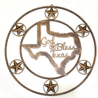 GOD BLESS TEXAS METAL ART 26 Inch