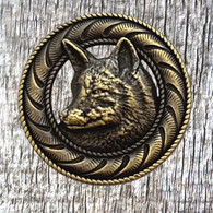 Animal Wildlife Fox 1-3/8-inch Antique Brass Concho