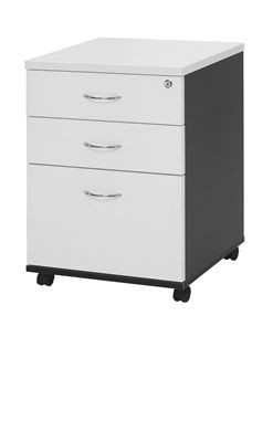 Oxley Mobile Pedestal - 3 Drawer - White & Ironstone
