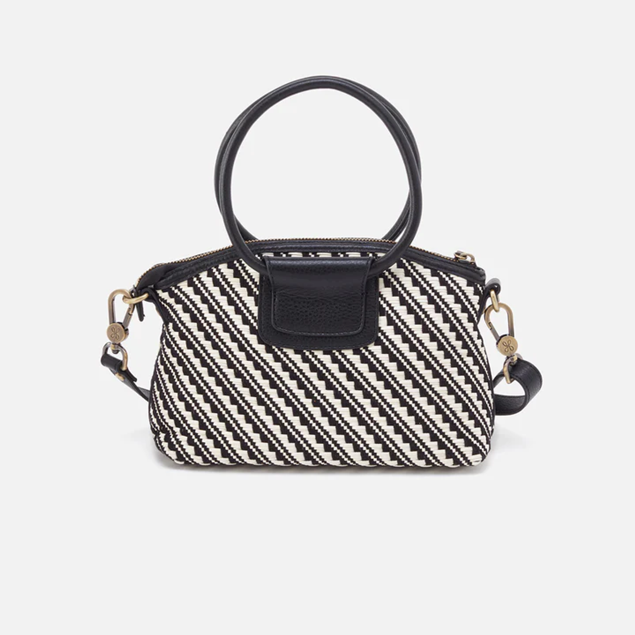 Black weave cross body bag