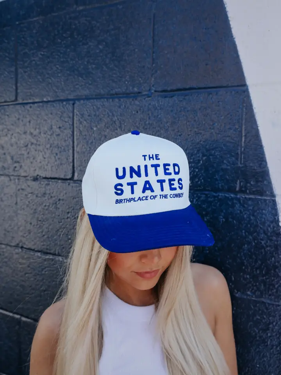 Friday + Saturday Usa Cowboy Trucker Hat - White/Blue