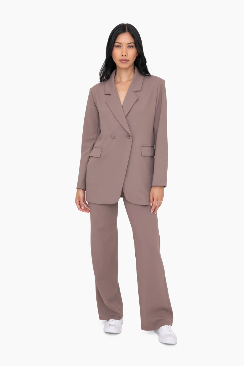 【YOURNUS】Bixie Wide Setup Blazer Mono B Daylight Oversized Blazer - Deep Taupe