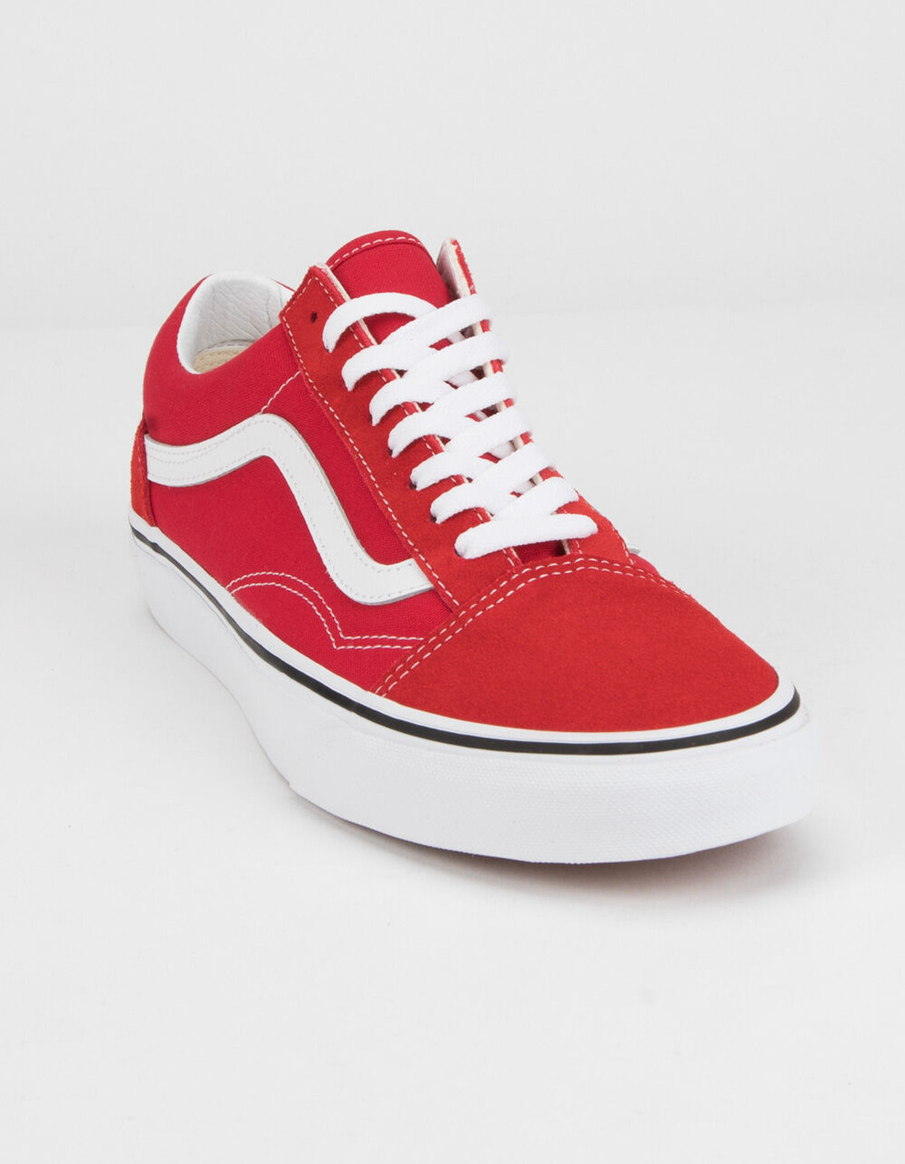 low top vans red and white