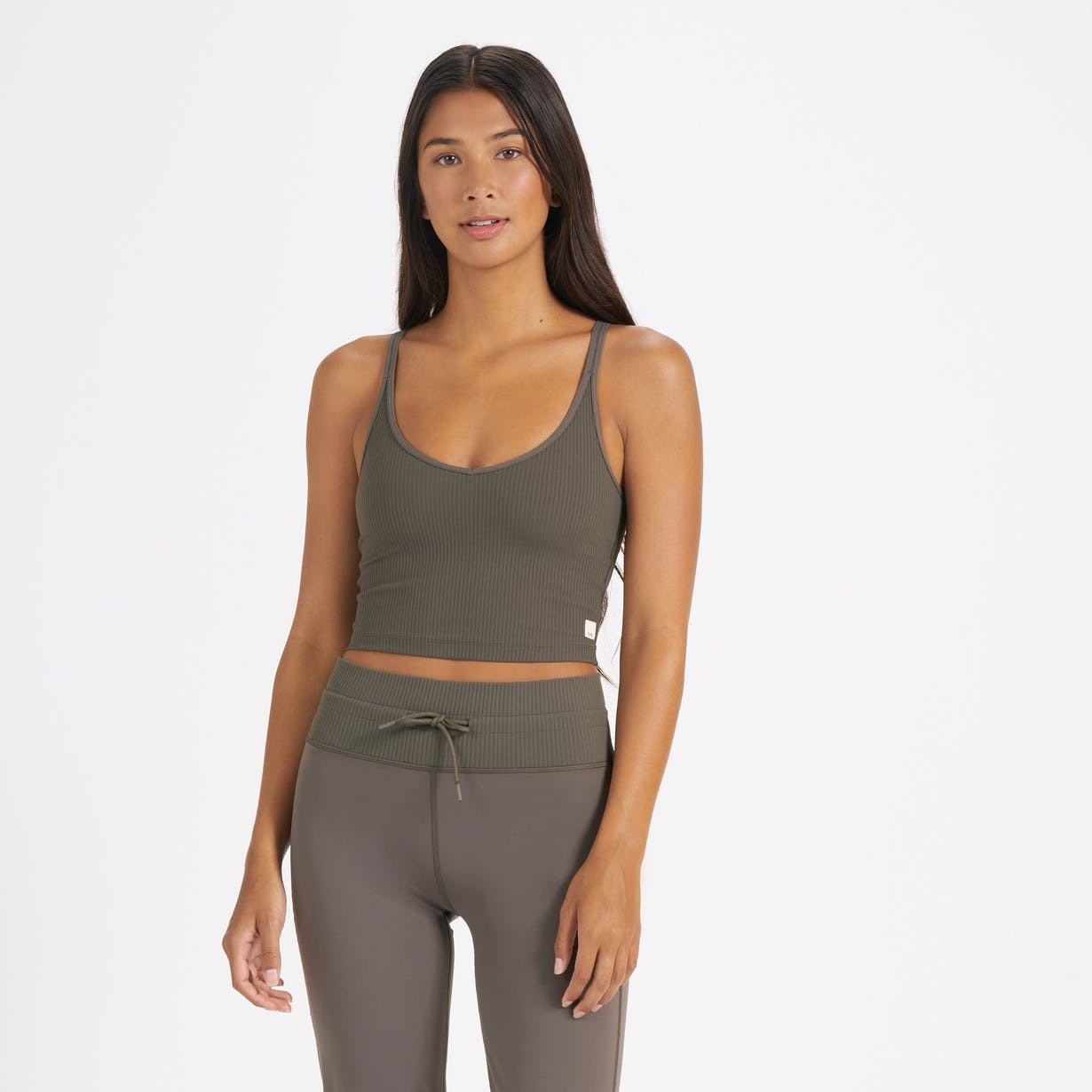 Heather Rib Square Neck Cropped Tank