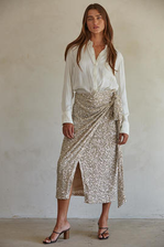 City Of Stars Wrap Skirt - Gold Silver City Of Stars Wrap Skirt - Gold Silver