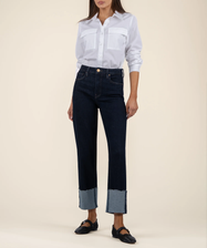 Fay High Rise Cuffed Straight - Kindled with Euro Base Wash