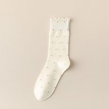 Polka Dot Ruffle Socks - Off White Polka Dot Ruffle Socks - Off White