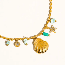Sumner Shell and Star Necklace - Green