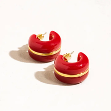 Arlo C Hoop Earrings - Red