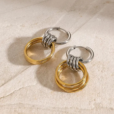 Caster Triple Hoop Earrings - Gold Silver Caster Triple Hoop Earrings - Gold Silver