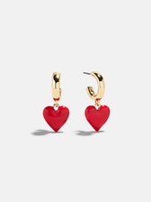 Puffy Heart Drop Hoops - Red/Gold Puffy Heart Drop Hoops - Red/Gold
