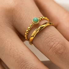 Lindy Layered Stone Ring - Gold