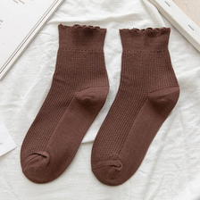 Ruffled Mid Tube Socks - Coffee Ruffled Mid Tube Socks - Coffee