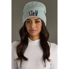 Ski Embroidered Knit Beanie - Lgiht Blue