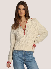 Charlotte Cable Button Sweater -  Natural