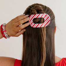 Medium Flat Round Clip - Candy Cane
