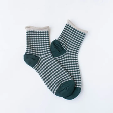 Picnic Mid Crew Socks - Oatmeal/Green