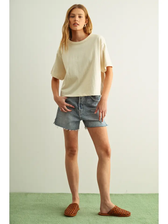 Short Sleeve Linen Top - Oatmeal