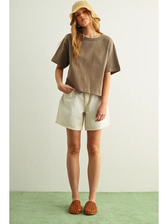 Short Sleeve Linen Top - Olive
