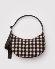 Medium Nylon Crescent Bag - Blurred Gingham Brown