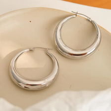 Galene Large Hoops - Silver