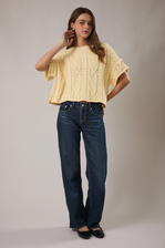 Short Sleeve Knit Sweater Top - Butter Yellow