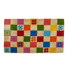 Mod Flower Checker Coir Mat - Multi