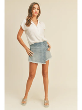 Button Down Cap Sleeve Shirt - Off White
