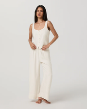 Trestles Twill Buttonfront Top - Natural